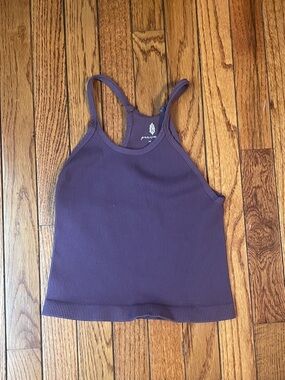 Ribbed Racerback Cropped Tank Top in Deep Purple Free People FP Movement Medium